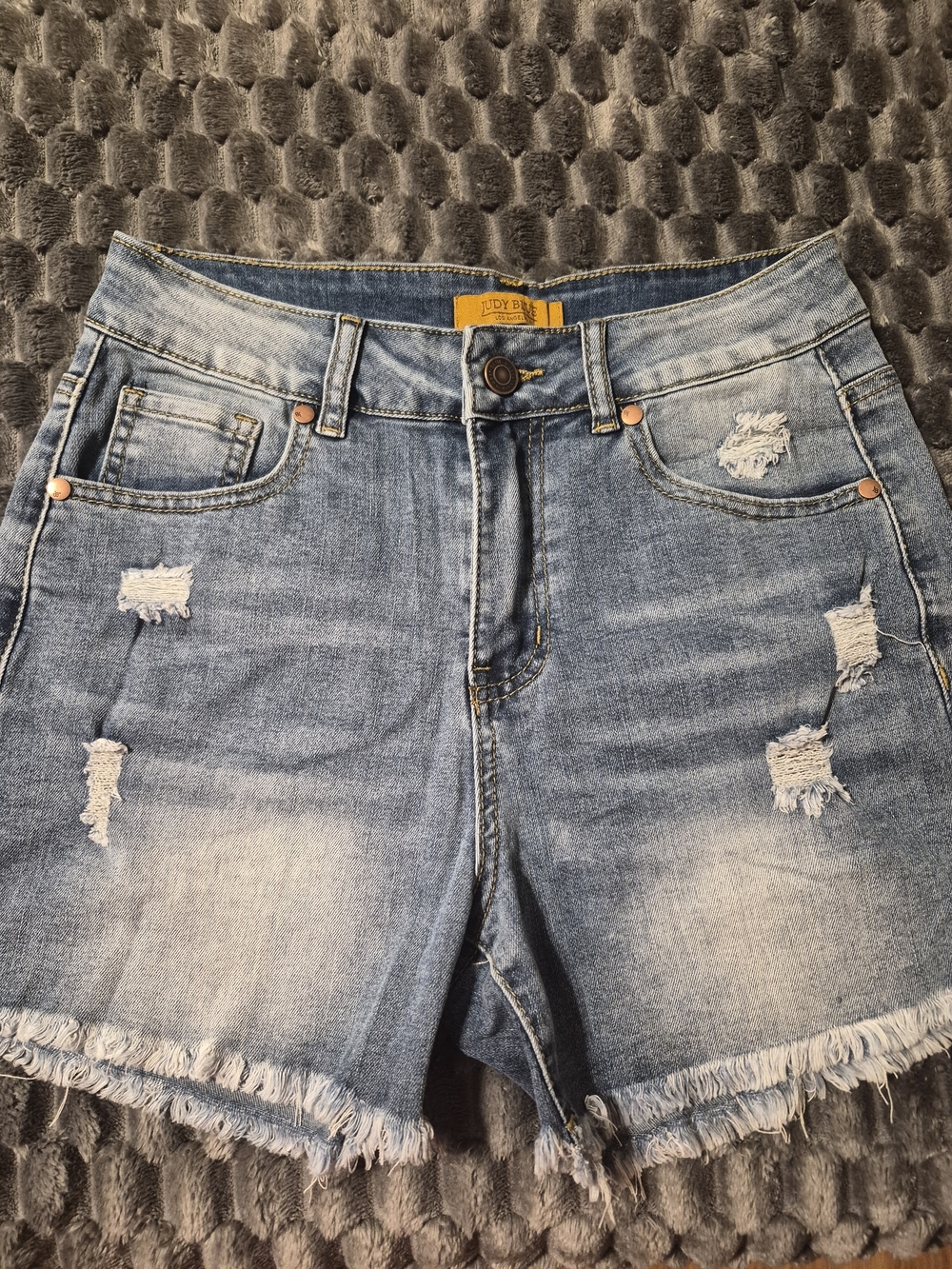Judy Blue Light Blue Distressed Frayed Hem Denim Shorts